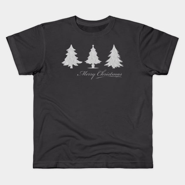 Merry Christmas! Snowy Christmas Trees Kids T-Shirt by F-for-Fab